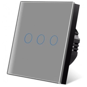 Intrerupator touch iUni 3F, 3 Canale, Sticla Securizata, LED, Silver