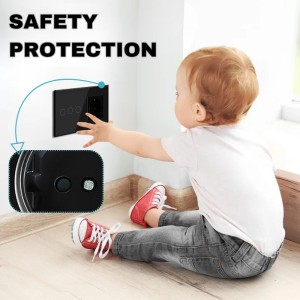 Intrerupator touch si Priza, Rama sticla securizata, iUni 3Y, LED, Black - Img 7