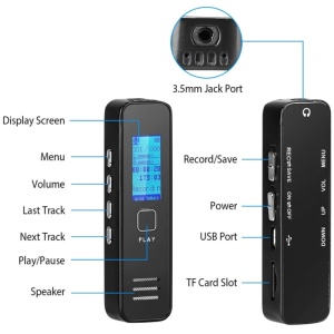 Mini Reportofon digital iUni 007, 32GB, Autonomie 17 ore, MP3 Player - Img 9