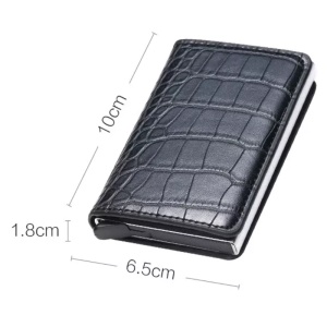 Portofel RFID iUni P1, 8 carduri, Print crocodil Negru - Img 12