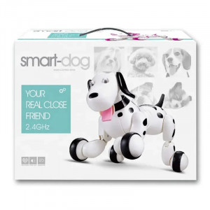 Robot Catel interactiv iUni Smart-Dog, telecomanda cu 24 comenzi, Alb-Roz - Img 6