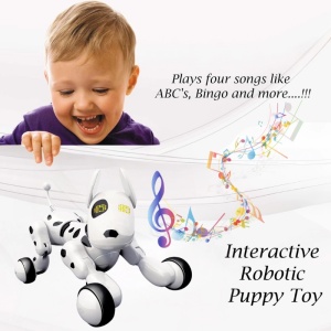 Robot Catel interactiv iUni Smart-Dog vorbitor, telecomanda, Alb - Img 2