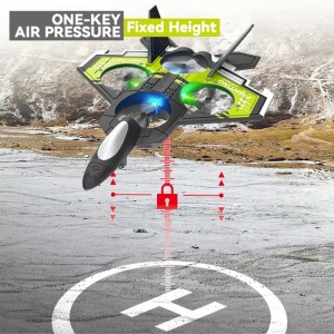 Avion cu telecomanda iUni S98, Combat Aircraft, Acrobatii 360°, Giroscop, Rezistent la impact, Lumini LED, Verde - Img 10