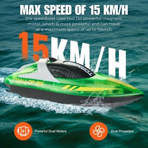 Barca cu telecomanda iUni HJ819, RC High-Speed Boat, Viteza 15 km/h, 2.4GHz, Verde - Img 2