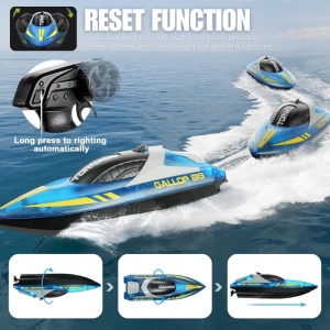 Barca cu telecomanda iUni HJ819, RC High-Speed Boat, Viteza 15 km/h, 2.4GHz, Albastru - Img 4