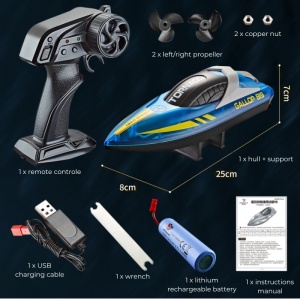 Barca cu telecomanda iUni HJ819, RC High-Speed Boat, Viteza 15 km/h, 2.4GHz, Albastru - Img 14