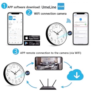 Camera spion in Ceas de perete iUni W31, 8GB, Wi-Fi, Full HD, Senzor de miscare, Alb-Negru - Img 6