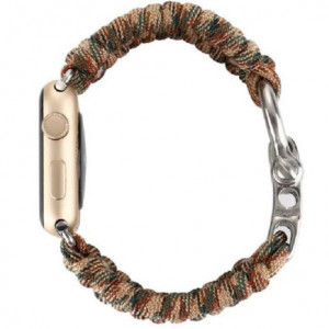 Curea iUni compatibila cu Apple Watch Ultra/SE/8/7/6/5/4/3/2/1, 38mm, Elastic Paracord, Rugged Nylon Rope, Brown - Img 2