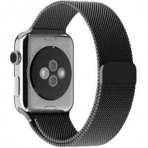 Curea iUni compatibila cu Apple Watch Ultra/SE/8/7/6/5/4/3/2/1, 38mm, Milanese Loop, Otel Inoxidabil, Space Grey