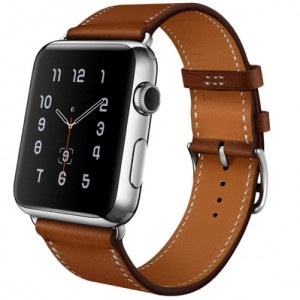 Curea iUni compatibila cu Apple Watch Ultra/SE/8/7/6/5/4/3/2/1, 38mm, Single Tour, Piele, Maro - Img 5