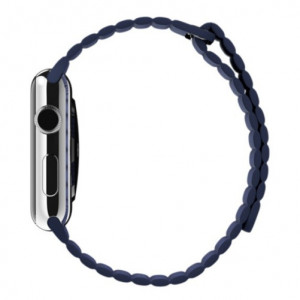 Curea iUni compatibila cu Apple Watch Ultra/SE/8/7/6/5/4/3/2/1, 38mm, Leather Loop, Piele, Midnight Blue - Img 6