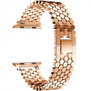 Curea iUni compatibila cu Apple Watch Ultra/SE/8/7/6/5/4/3/2/1, 42mm, Jewelry, Otel Inoxidabil, Rose Gold - Img 2