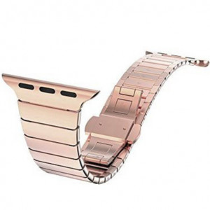 Curea iUni compatibila cu Apple Watch Ultra/SE/8/7/6/5/4/3/2/1, 42mm, Link Bracelet, Otel Inoxidabil, Rose Gold - Img 2