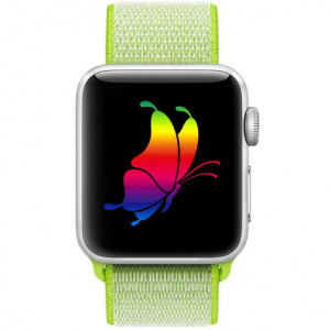 Curea iUni compatibila cu Apple Watch Ultra/SE/8/7/6/5/4/3/2/1, 44mm, Nylon Sport, Woven Strap, Electric Green - Img 3