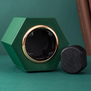 Cutie intors ceas automat iUni, Watch Winder, Piele ecologica, Verde - Img 5
