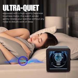 Cutie intors ceas automatic iUni, Watch Winder, Piele ecologica, Carbon - Img 10