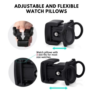 Cutie intors ceasuri iUni, Watch Winder 2 + 3 Compartimente accesorii, Piele ecologica, Negru-Rosu - Img 6