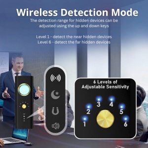 Detector de camere, localizatoare GPS si microfoane spion iUni R35, Frecventa 1-6500 MHz - Img 4
