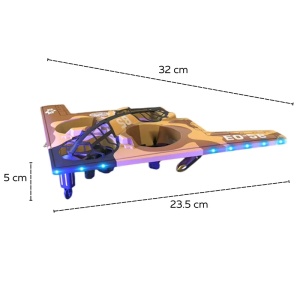 Drona avion cu telecomanda iUni E0-26, Quadcopter, Stealth Bomber Plane, Acrobatii 360°, Giroscop, Rezistent la impact, Lumini LED - Img 10