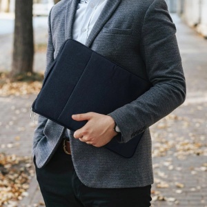 Geanta Laptop 13"-14" iUni, Material Textil Impermeabil, Anti-zgarieturi, Anti-socuri, Buzunar extern, Bleumarin - Img 12