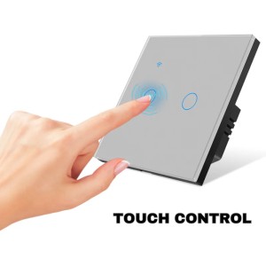 Intrerupator smart touch, WiFi, Sticla securizata, iUni 2G, 10A, Control vocal, Smart Life / Tuya, LED, Silver - Img 5