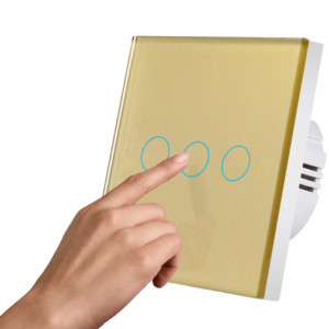 Intrerupator touch iUni 3F, 3 Canale, Sticla Securizata, LED, Gold - Img 2