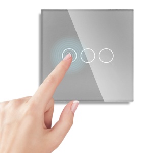Intrerupator touch iUni 3F, 3 Canale, Sticla Securizata, LED, Silver - Img 2