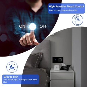 Intrerupator touch si Priza, Rama sticla securizata, iUni 1Y, LED, Black - Img 5