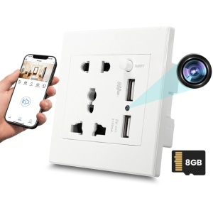 Mini Camera Priza Universala iUni PR2, Wi-Fi, Full HD, 8GB, 2 porturi USB-A