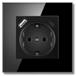 Priza rama sticla securizata, porturi USB-A si USB-C, iUni UC1, 16A, Black - Img 3