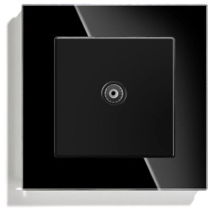 Priza TV cu Rama din sticla securizata, iUni TS, Conector Mama 9.5mm, Black - Img 3