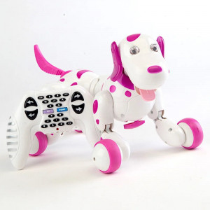 Robot Catel interactiv iUni Smart-Dog, telecomanda cu 24 comenzi, Alb-Roz - Img 2