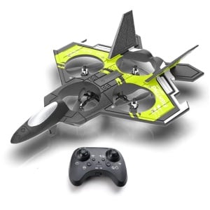 Avion cu telecomanda iUni S98, Combat Aircraft, Acrobatii 360°, Giroscop, Rezistent la impact, Lumini LED, Verde - Img 1