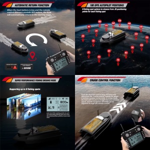 Barca Plantat, Nadit si Momit iUni V030, GPS, Sonar Fish Finder, Geanta Transport, 20000mAh, 800m, 15km/h - Img 4