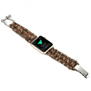 Curea iUni compatibila cu Apple Watch Ultra/SE/8/7/6/5/4/3/2/1, 38mm, Elastic Paracord, Rugged Nylon Rope, Brown - Img 3
