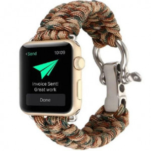 Curea iUni compatibila cu Apple Watch Ultra/SE/8/7/6/5/4/3/2/1, 38mm, Elastic Paracord, Rugged Nylon Rope, Brown - Img 5