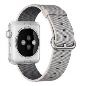 Curea iUni compatibila cu Apple Watch Ultra/SE/8/7/6/5/4/3/2/1, 40mm, Nylon, Woven Strap, White/Gray