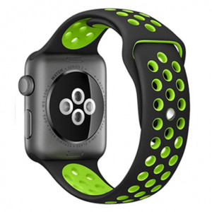 Curea iUni compatibila cu Apple Watch Ultra/SE/8/7/6/5/4/3/2/1, 40mm, Silicon Sport, Black/Green