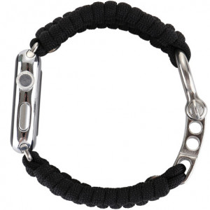 Curea iUni compatibila cu Apple Watch Ultra/SE/8/7/6/5/4/3/2/1, 42mm, Elastic Paracord, Rugged Nylon Rope, Black - Img 2