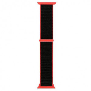 Curea iUni compatibila cu Apple Watch Ultra/SE/8/7/6/5/4/3/2/1, 42mm, Nylon Sport, Woven Strap, Black/Red