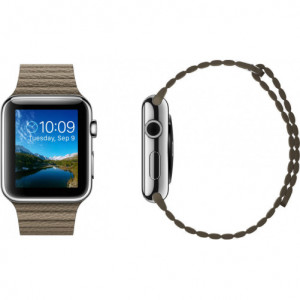 Curea iUni compatibila cu Apple Watch Ultra/SE/8/7/6/5/4/3/2/1, 42mm, Leather Loop, Piele, Kaki - Img 7