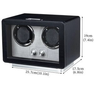 Cutie intors ceasuri automatice iUni, Retro Watch Winder 2, Piele ecologica, Negru - Img 13