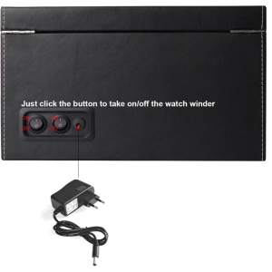 Cutie intors ceasuri iUni, Watch Winder 4 + 6 spatii depozitare, Piele ecologica, Negru-Crem - Img 10