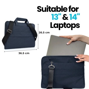 Geanta Laptop 13"-14" iUni, Curea de umar reglabila si detasabila, Impermeabila, Anti-zgarieturi, Anti-socuri, Bleumarin - Img 2