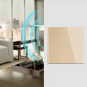 Intrerupator smart touch cap scara/cruce iUni 1F, 1 Canal, Wi-Fi, Sticla securizata, LED, Gold - Img 4