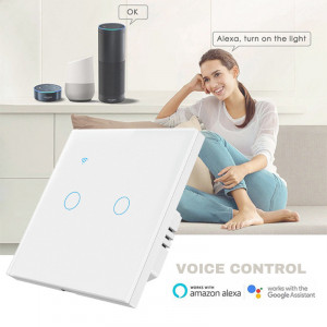 Intrerupator smart touch iUni 2F, Wi-Fi, Sticla securizata, LED - Img 5