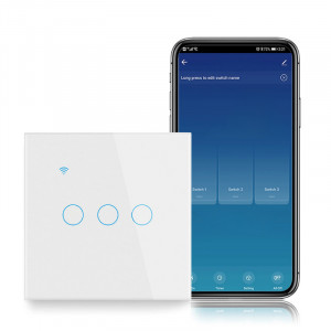 Intrerupator smart touch iUni 3F, 3 Canale, Wireless, Sticla securizata, LED - Img 2