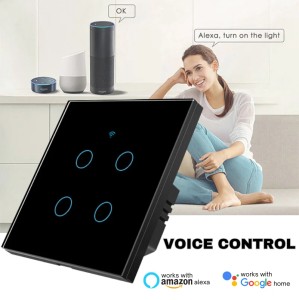 Intrerupator smart touch, WiFi, Sticla securizata, iUni 4G, 10A, Control vocal, Smart Life / Tuya, LED, Black - Img 7