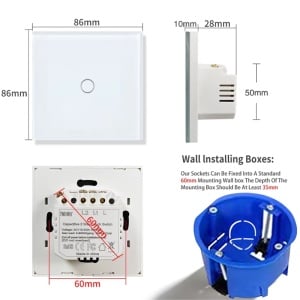 Intrerupator touch cap scara, cap cruce iUni 1F, Sticla securizata, LED - Img 10
