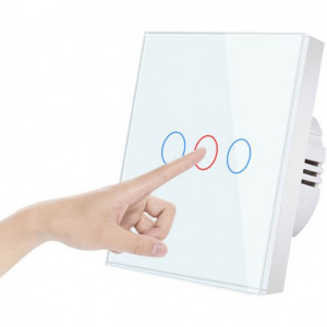 Intrerupator touch iUni 3F, 3 Canale, Sticla Securizata, LED - Img 2